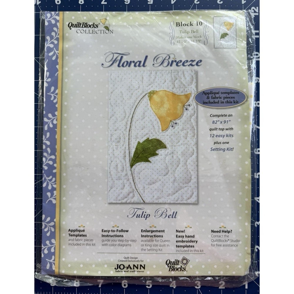Joann Quilt Blocks Collection 2008 Floral Breeze Block 10 Kit TULIP BELL